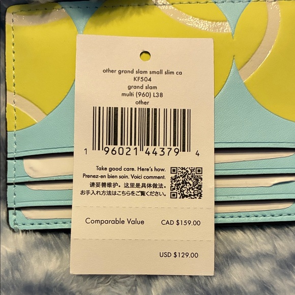 Kate Spade Grand Slam Tennis Slim Card Holder New $129 MSRP Leather - Picture 4 of 4